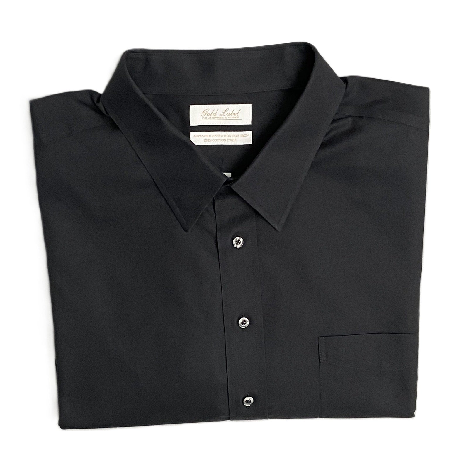 Roundtree & Yorke Dress Shirt Men's 20 36/37 Tall Slim Cotton Twill Black