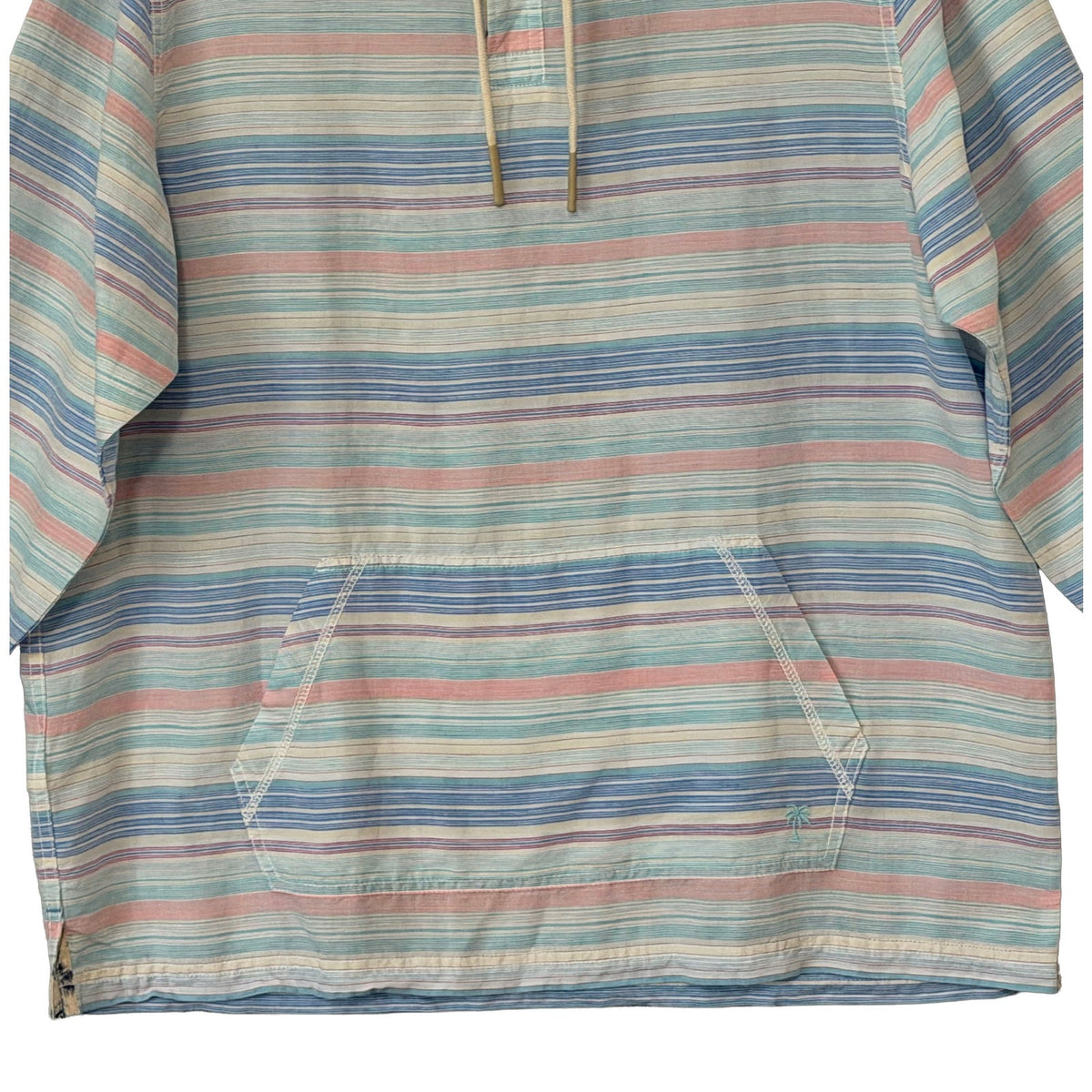 Tommy Bahama Shirt Men's XL Sand Linen Los Bellos Stripe Baja Bright Peach