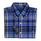Polo Ralph Lauren Shirt Men's Medium Classic Fit Button-Down Blue Plaid
