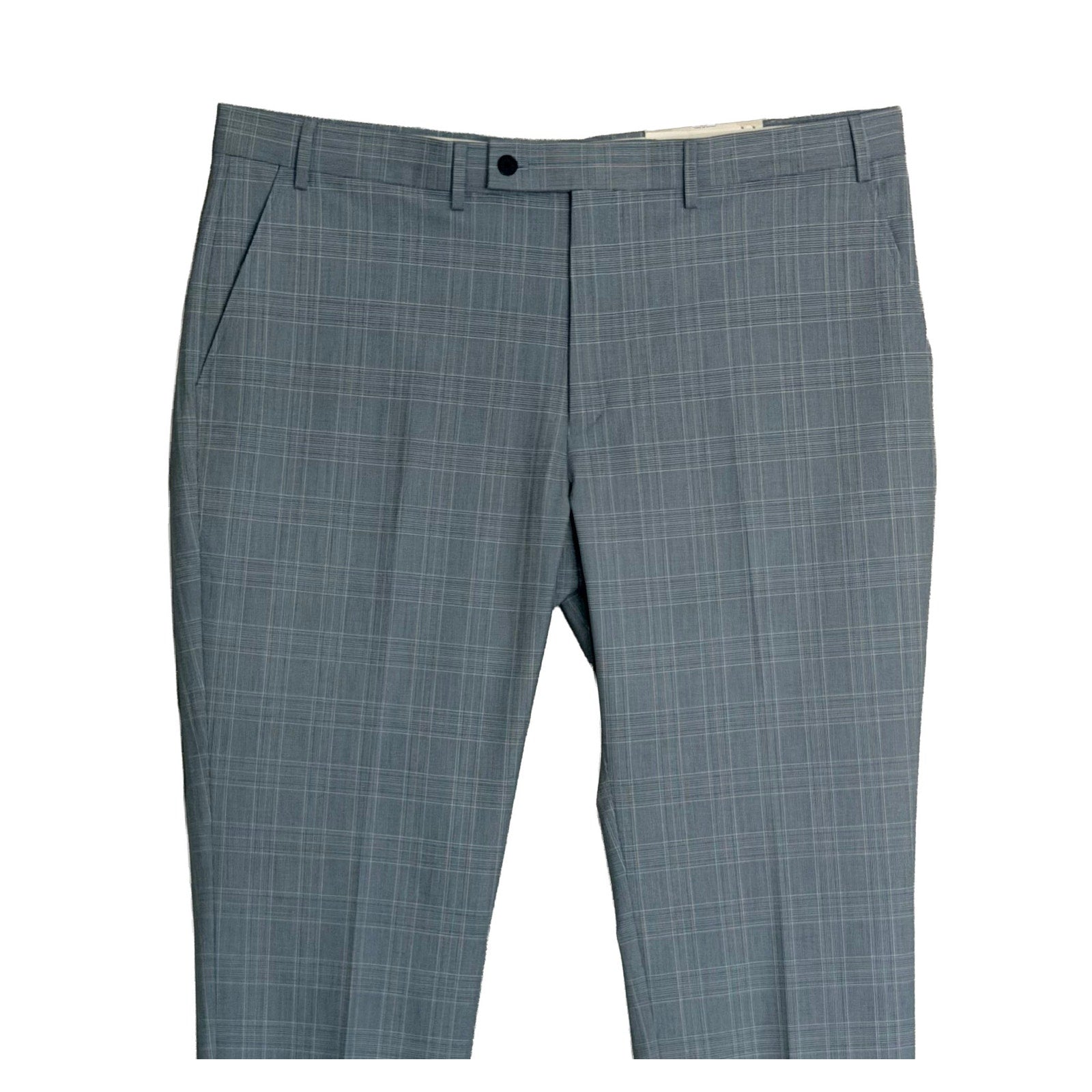 Calvin Klein Dress Pant Men's 40"x30" Slim Fit Flat Front Stretch Blue Plaid