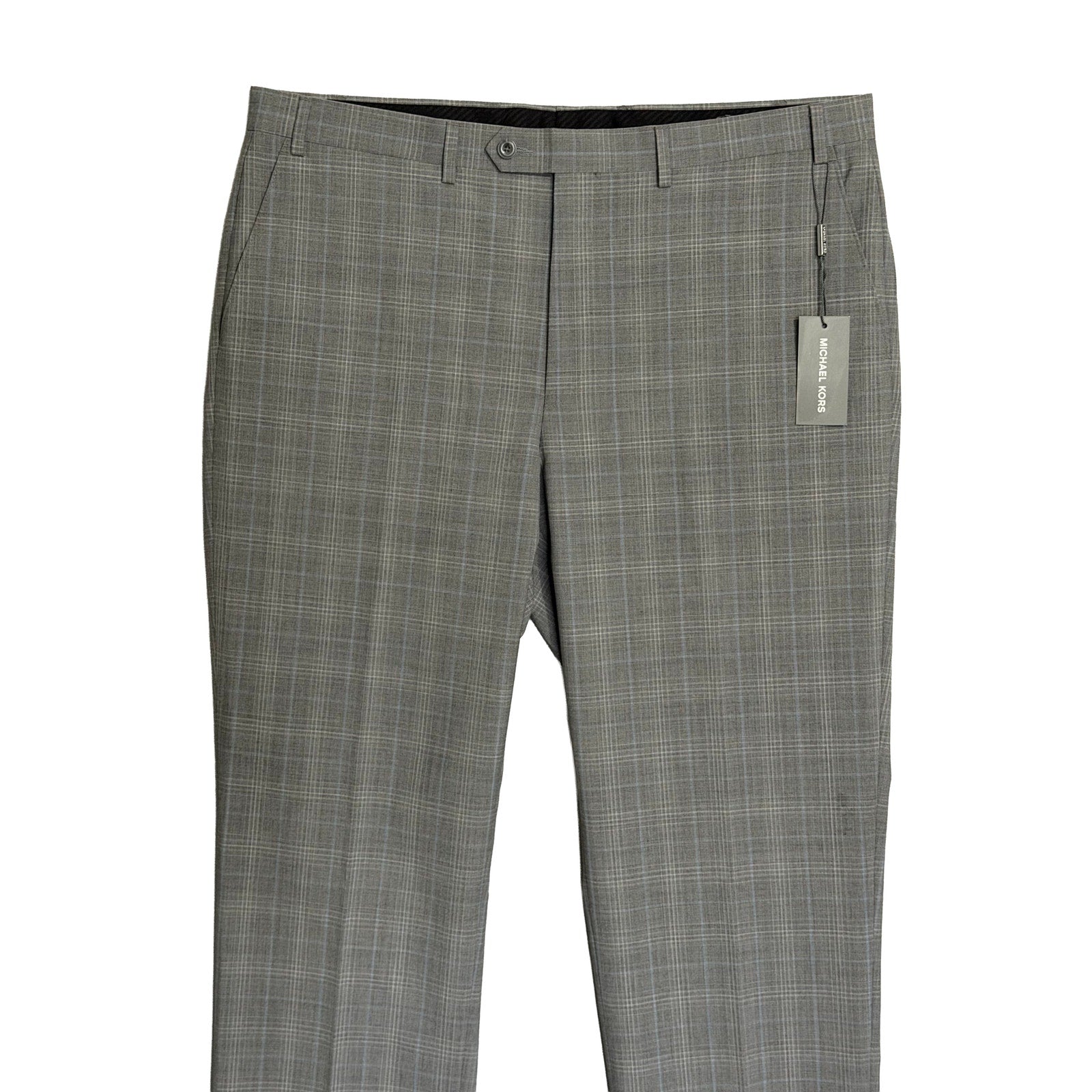 Michael Kors Suit Pants Men's 38"x34" Modern Fit Wool Blend Light Grey/Blue Check