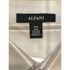 Alfani Dress Shirt Men's XXL Button-Up Shirt Light Brown Window Pane Cotton