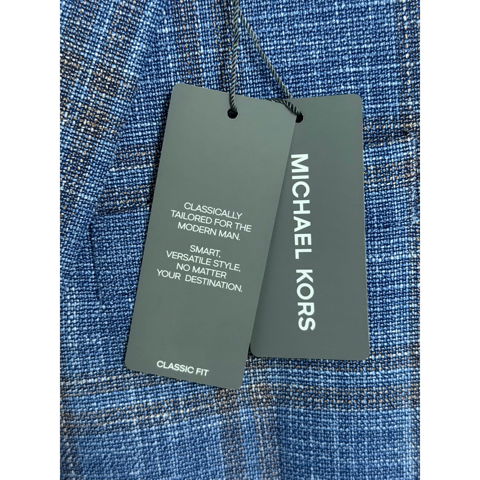 Michael Kors Men's 44R Classic Fit Sport Coat Stretch Blue Rust