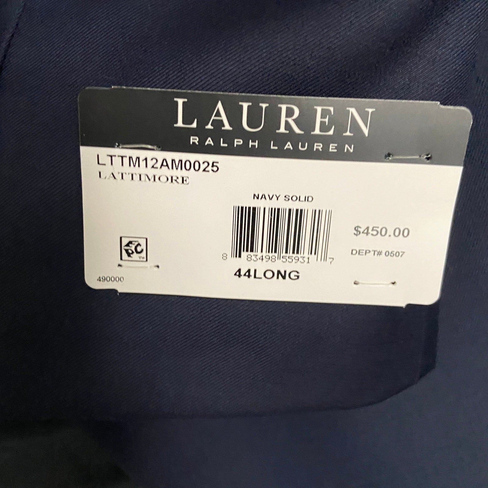 Lauren Ralph Lauren Men's 44L Classic Fit Ultraflex Suit Jacket Navy Blue