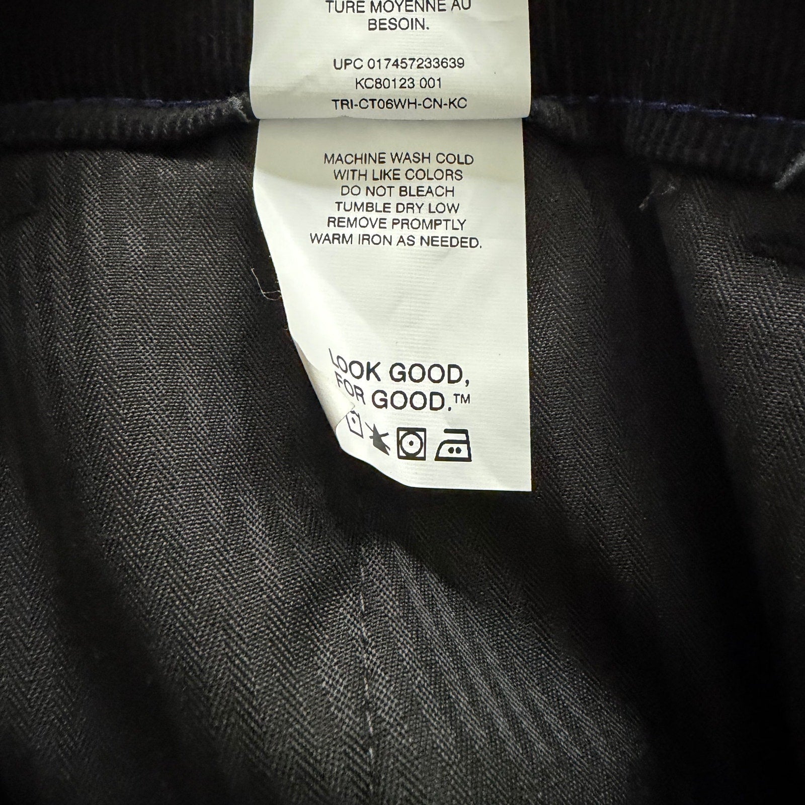 Kenneth Cole Reaction Men's 38"x30" Pants Slim Fit Stretch Corduroy Black