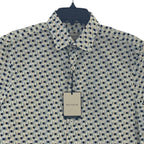 Bugatchi Shirt Men's Small Short Sleeve Shaped Fit Button-Up Cool Mint Geo
