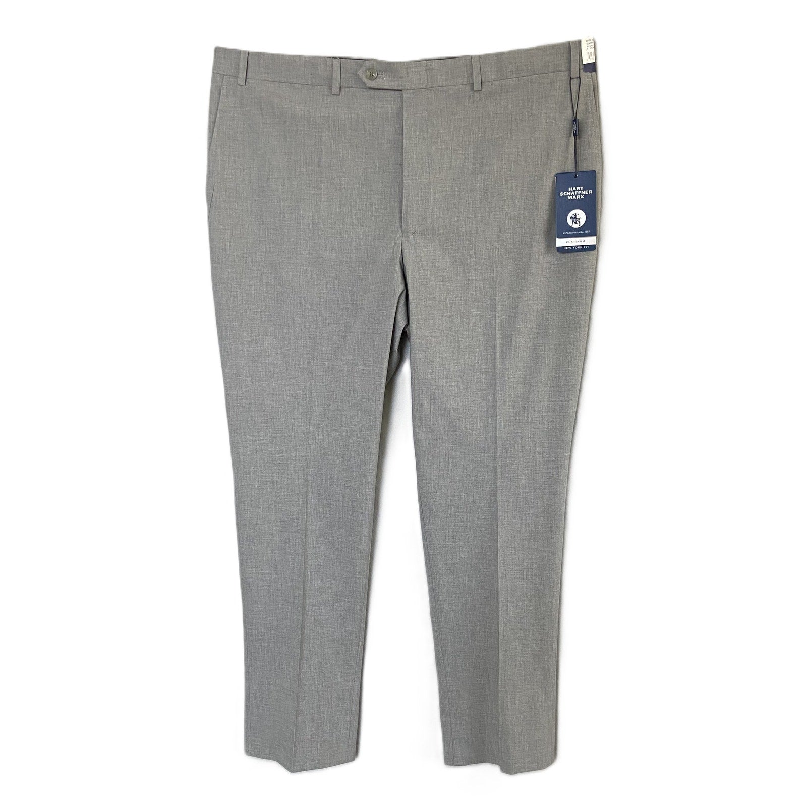 Hart Schaffner Marx Pant Men's 40x30 Dress Pant Platinum New York Fit Gray