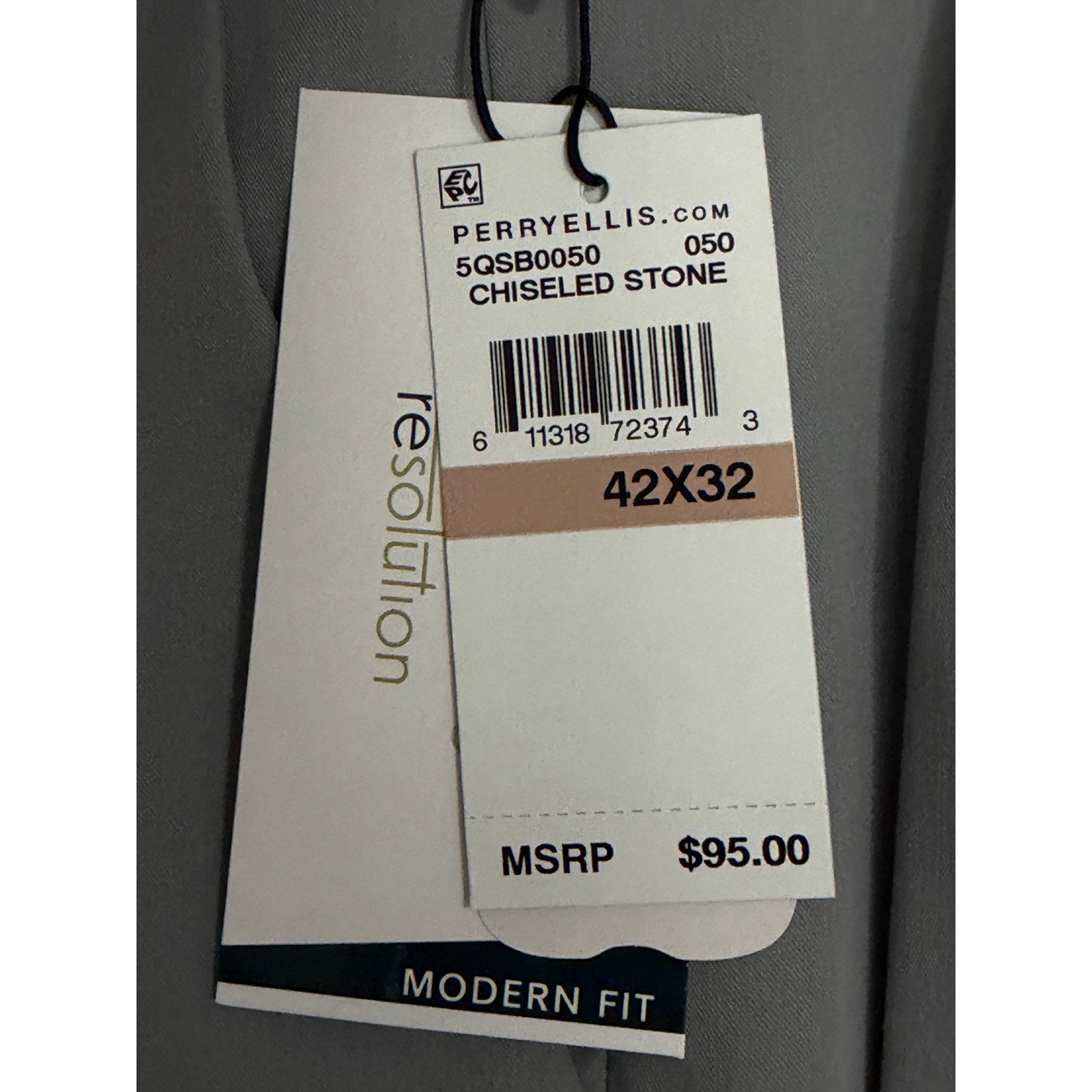 Perry Ellis Portfolio Pants Men's 42x32 Modern Fit Dress Pant Chiseled Stone