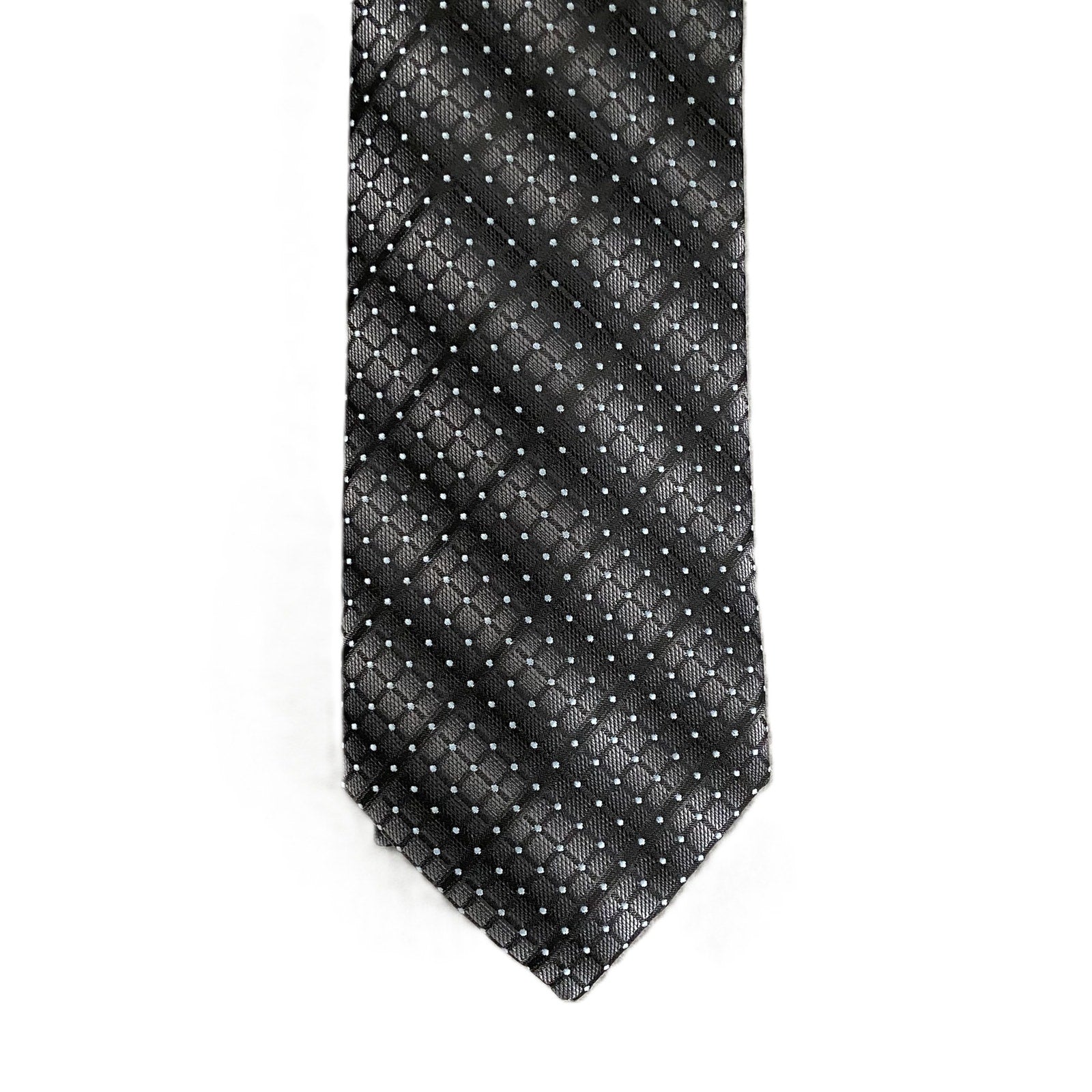 Perry Ellis Portfolio Necktie 3" Black & Gray Weaver Dot Standard Length