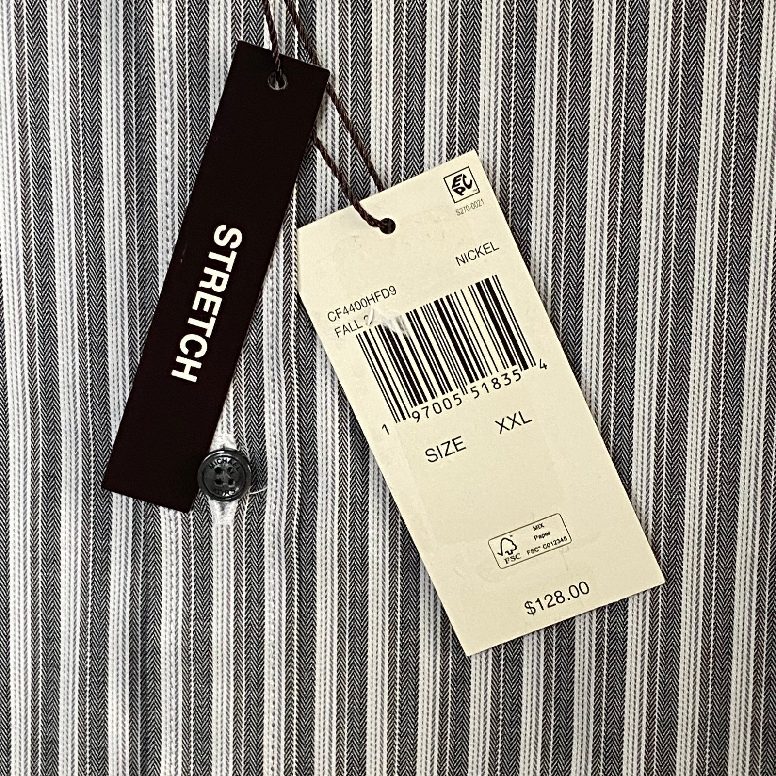Michael Kors Shirt Men's XXL Slim Fit Long Sleeve Stretch Grey Pinstripe