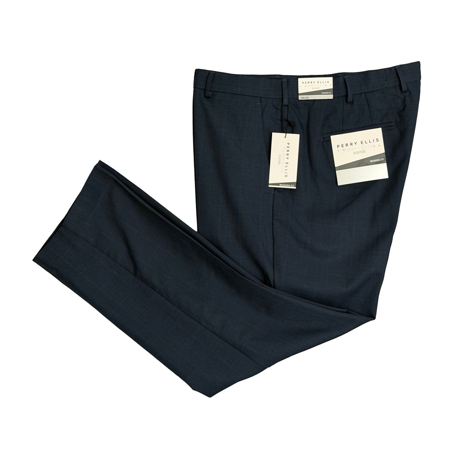 Perry Ellis Portfolio Pants Men's 40"x30" Dress Pants Modern Fit Indigo