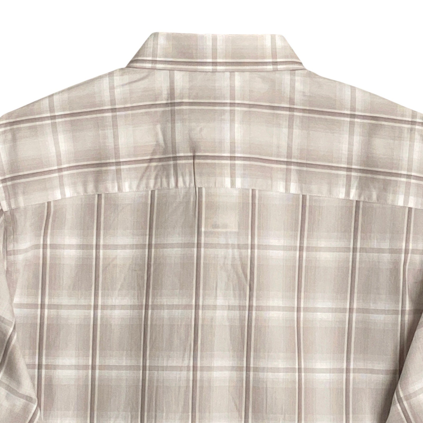 Alfani Dress Shirt Men's XXL Button-Up Shirt Light Brown Window Pane Cotton