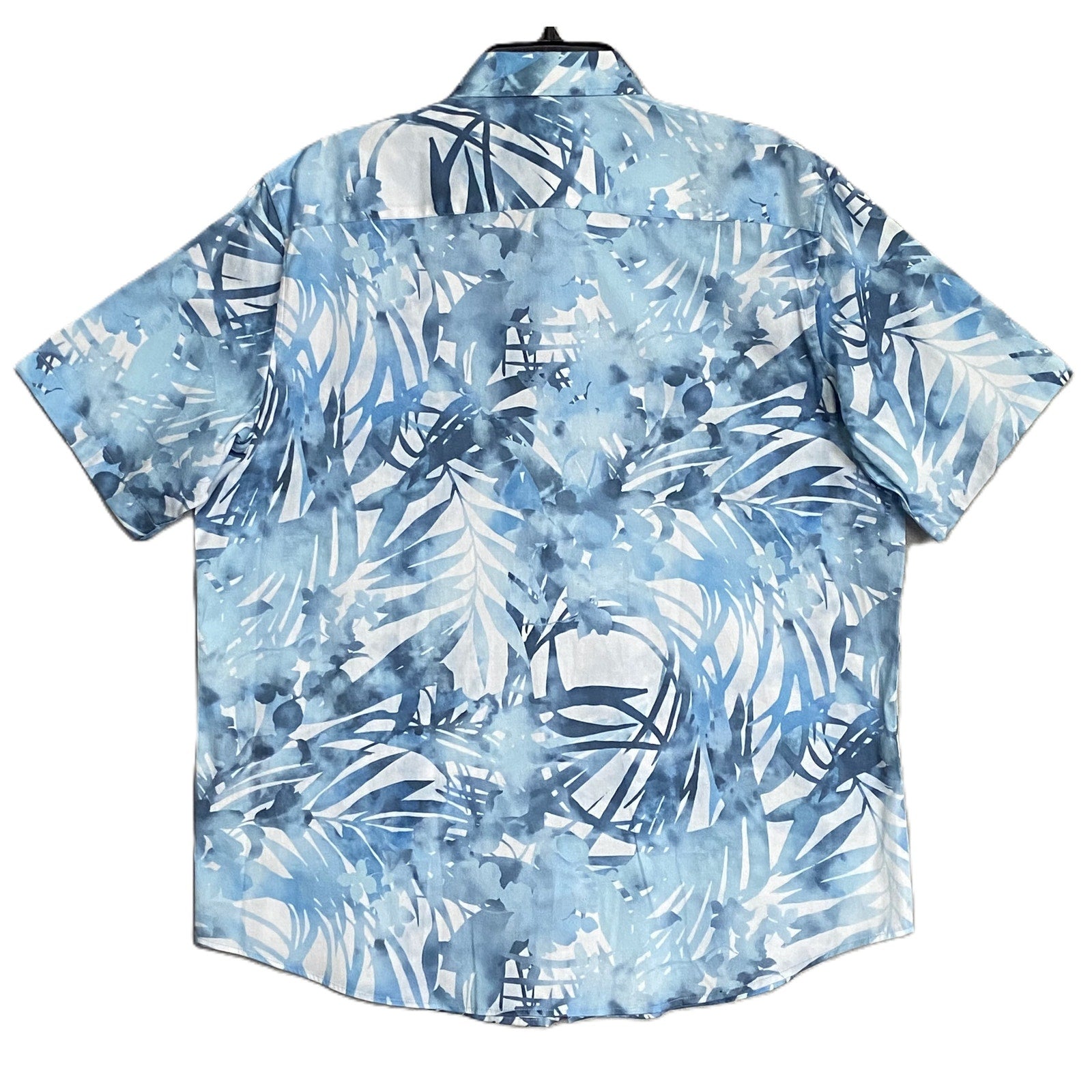 Bugatchi Shirt Men's Large Classic Fit Button-Up Short Sleeve Blue Floral