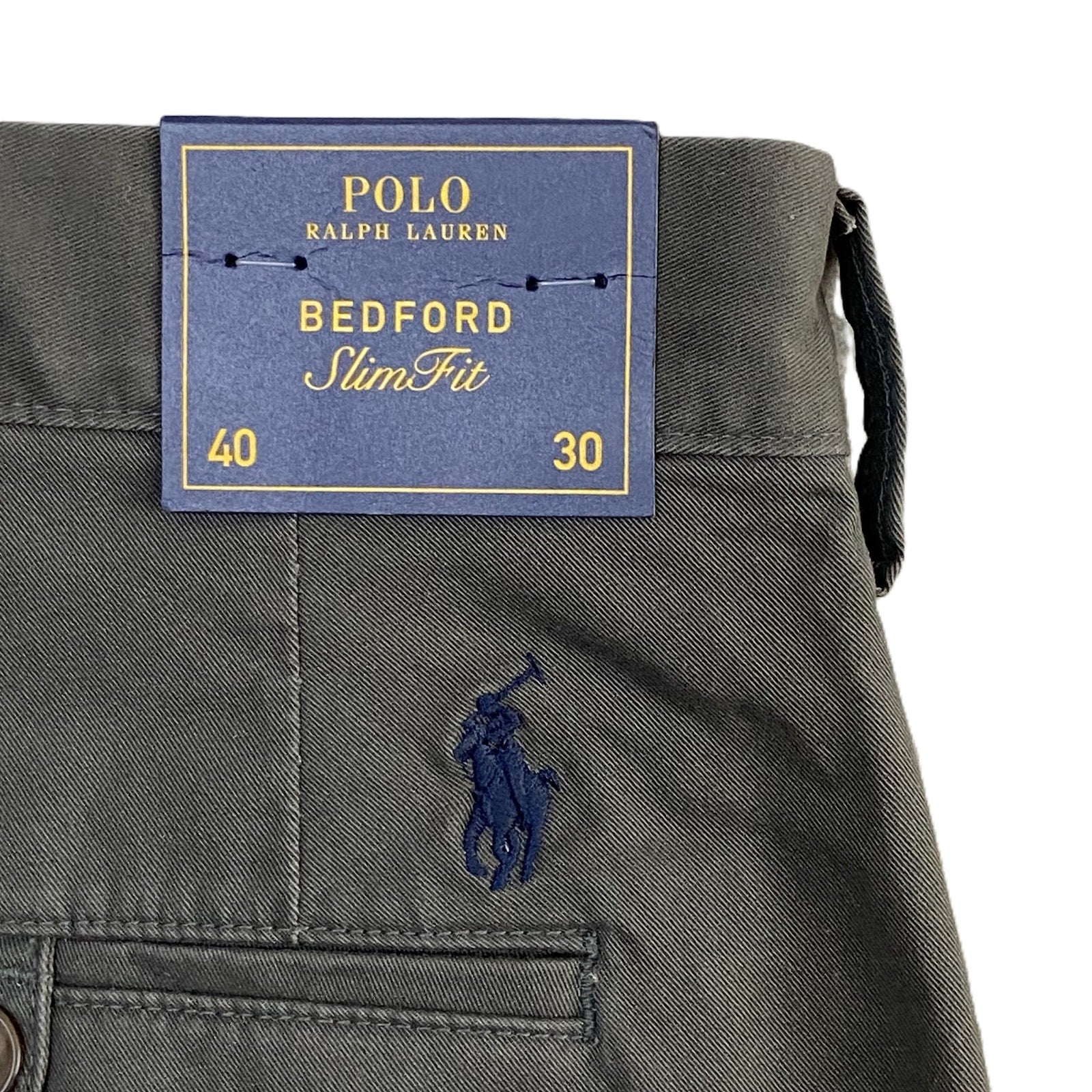 Polo Ralph Lauren Pants Bedford Chino Flat Front Stretch Gray Men's 40"x30"