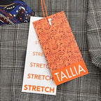 Tallia Verdello Suit Jacket Men's 40 Regular Stretch Wool Cream/Brown Plaid