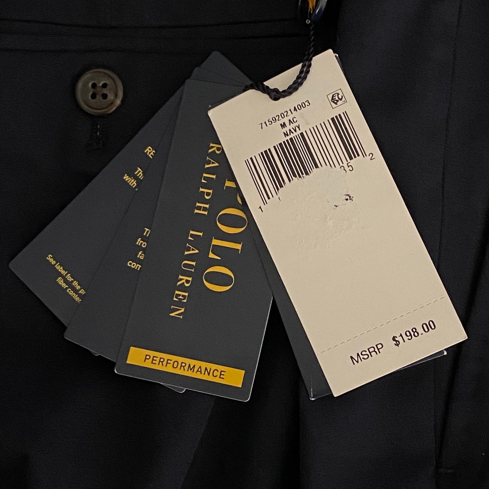 Polo Ralph Lauren Pants Men's 38"x34" Dress Pants Twill Wool Blend Navy Blue