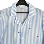 Lacoste Sleepwear Men's XL Poplin Pajama Shirt Cotton Blue Pinstripe