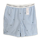 Lacoste Sleepwear Men's XL Poplin Pajama Shorts Cotton Blue Pinstripe NEW