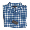 Michael Kors Linen Shirt Men's XXL Classic Fit Blue Check Long Sleeve