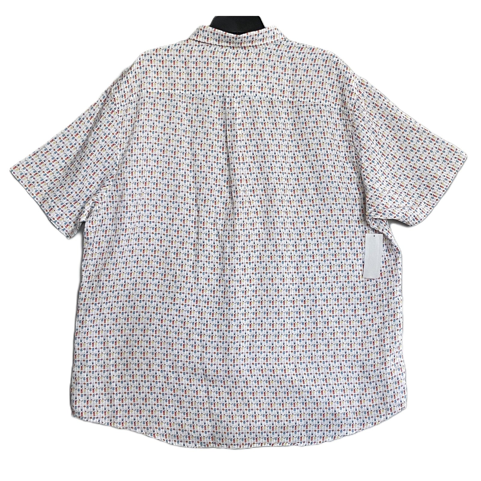 Johnnie-O Casual Shirt Men's XXL Short Slv Linen Blend White Cocktail Print