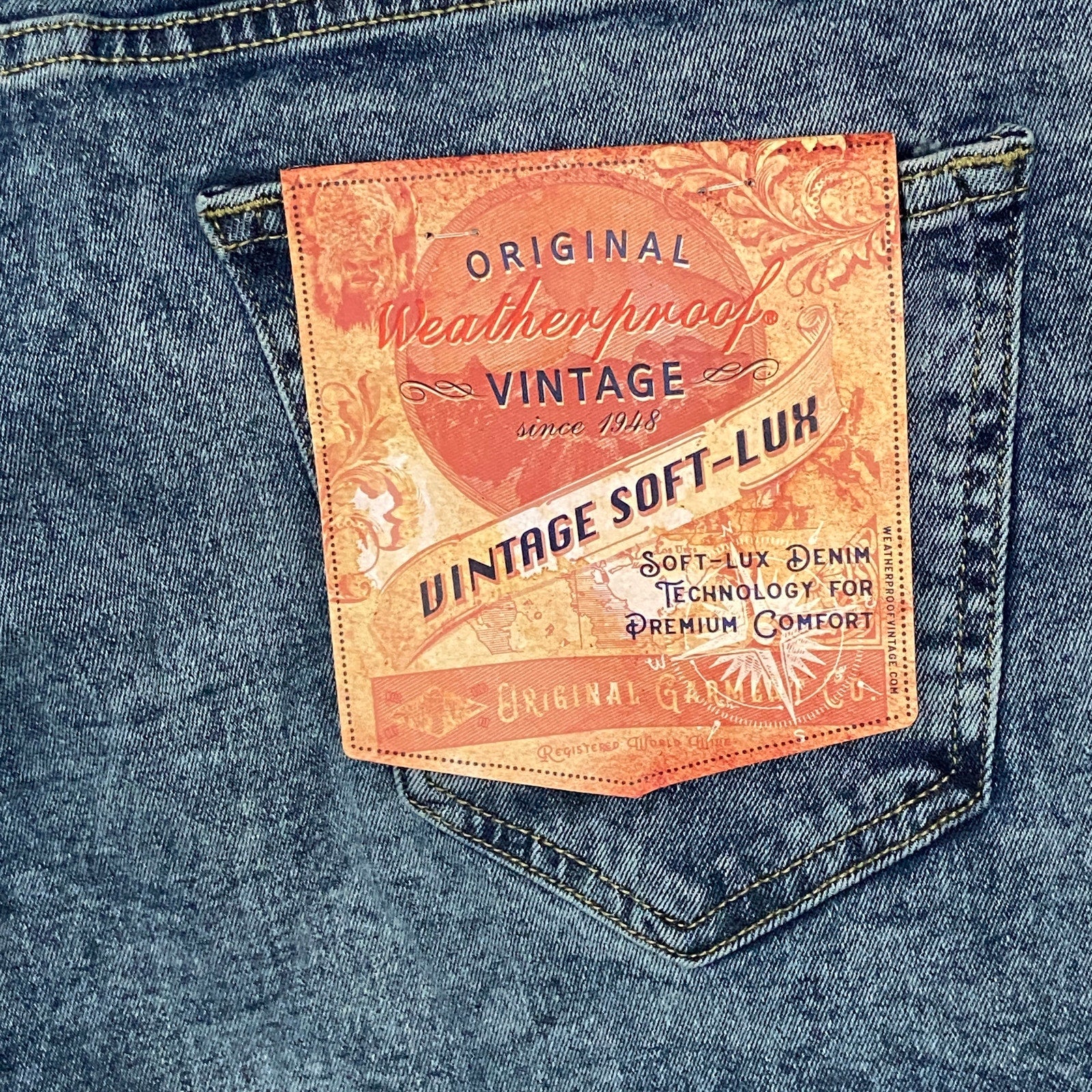 Weatherproof Vintage Men's 40x32 Slim Fit Vintage Soft-Lux Blue Denim Jeans