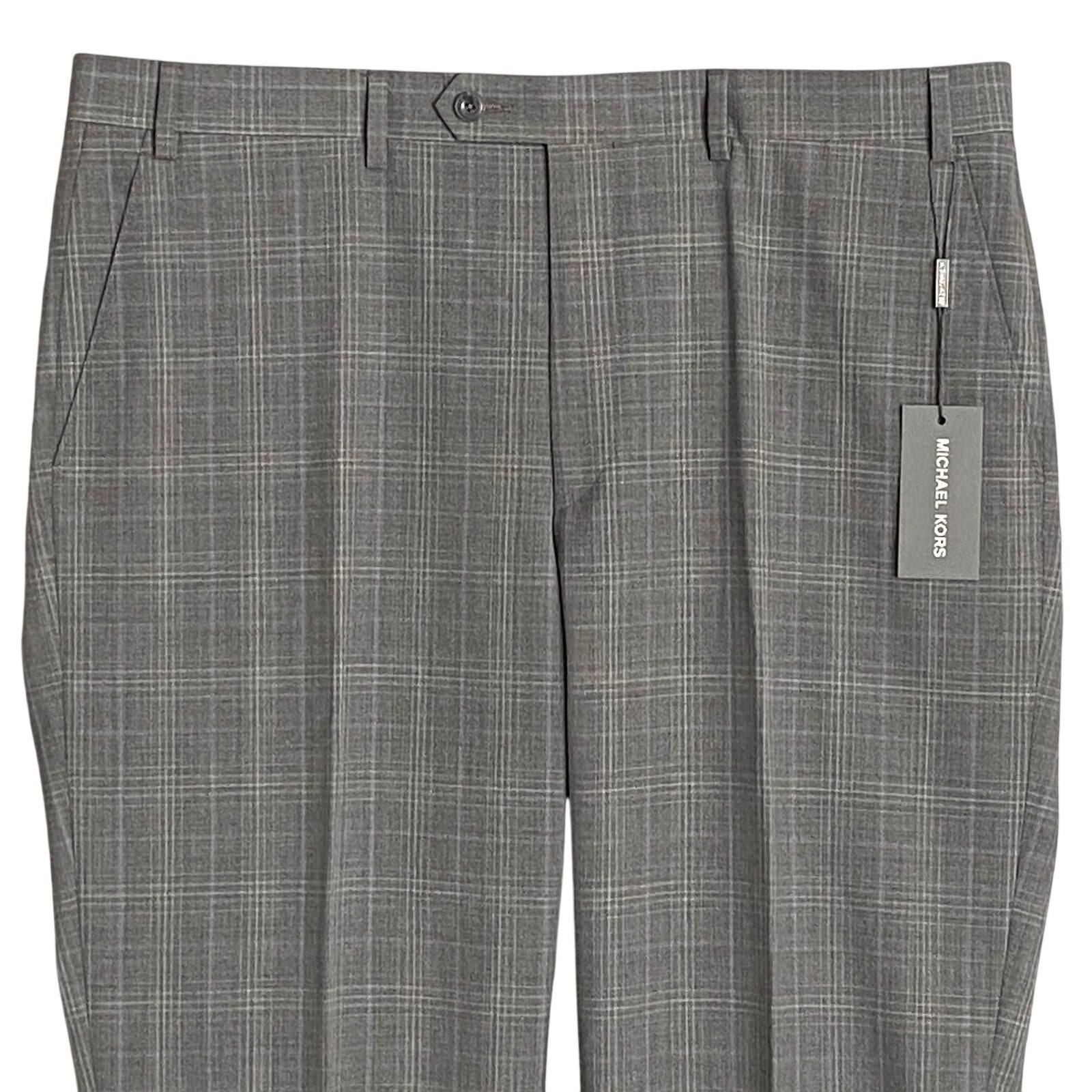 Michael Kors Suit Pants Men's 36x34 Modern Fit Wool Blend Lt Grey/Blue Check