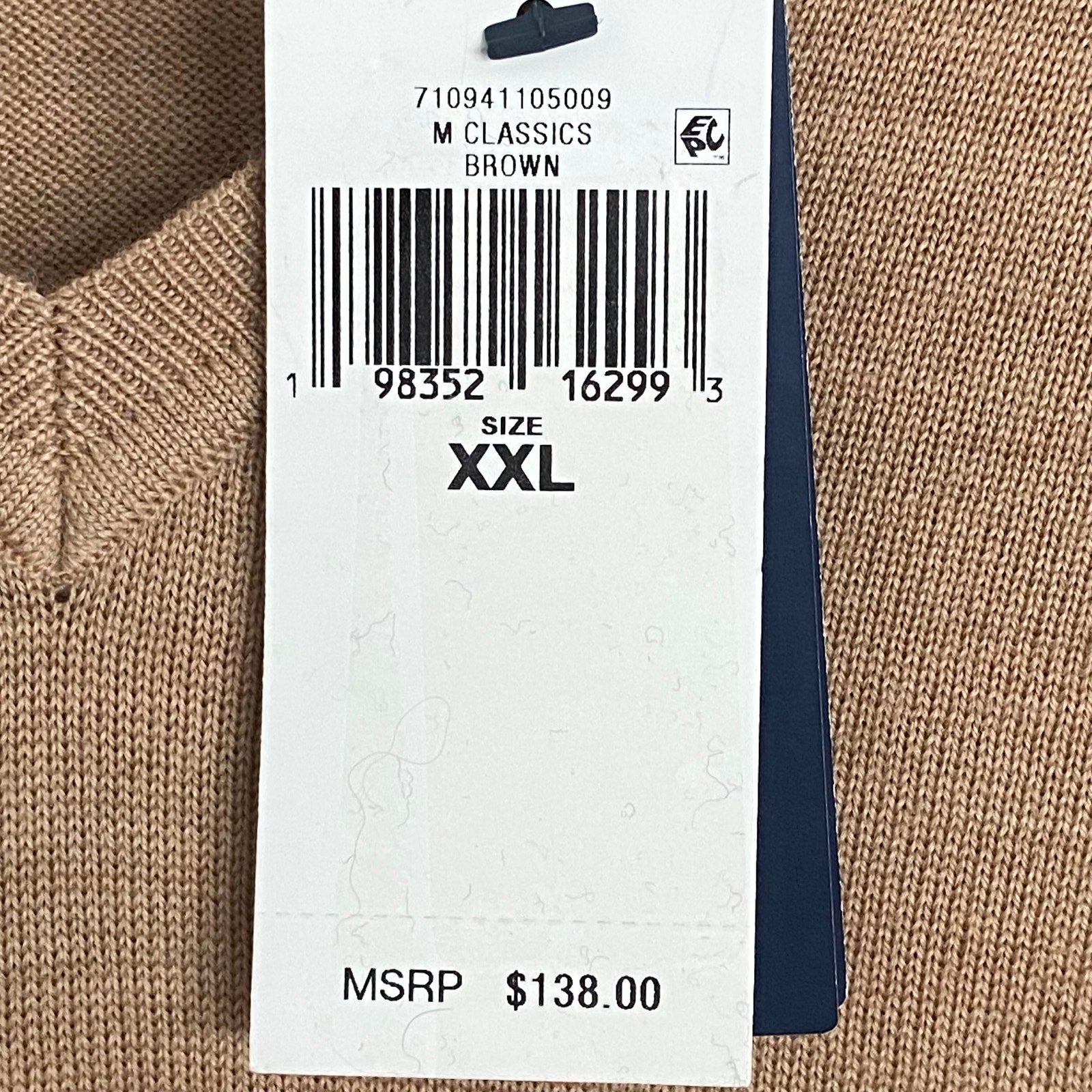 Polo Ralph Lauren Men's XXL V-Neck Sweater Merino Wool Brown