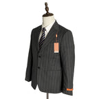 Tallia Men's Suit Jacket 36 Short Wool Blend Stretch Charcoal Brown Stripe