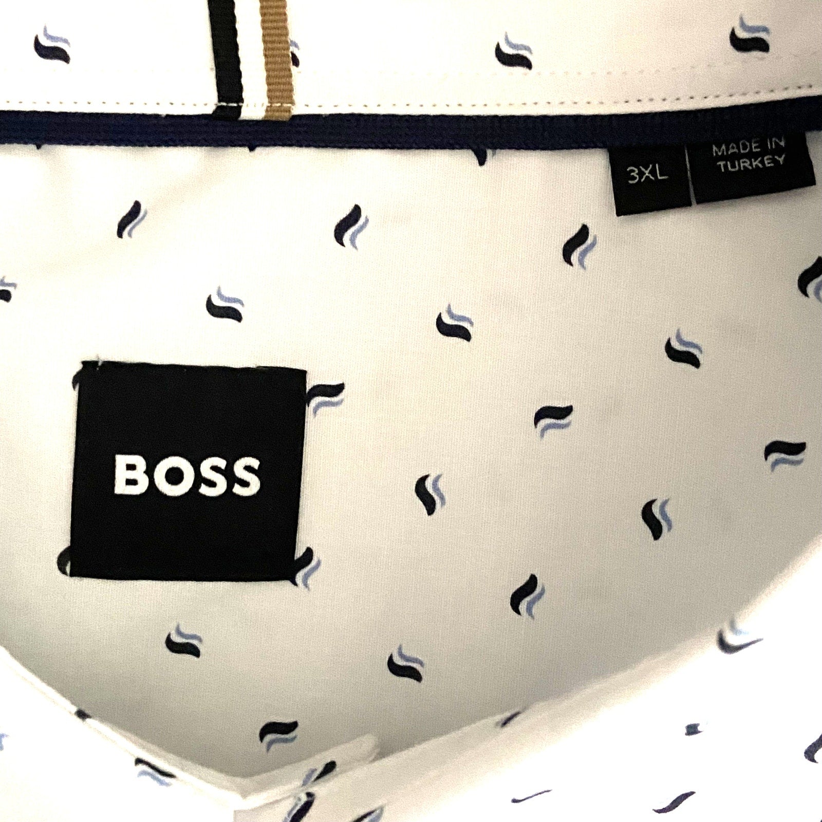 Boss Shirt Men's 3XL Big & Tall Roan Short Sleeve Shirt Stretch White/Blue