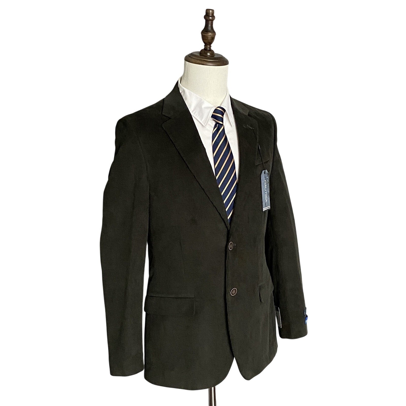 Nautica Sport Coat Men's 38 Regular Corduroy Modern Fit Stretch Dark Olive