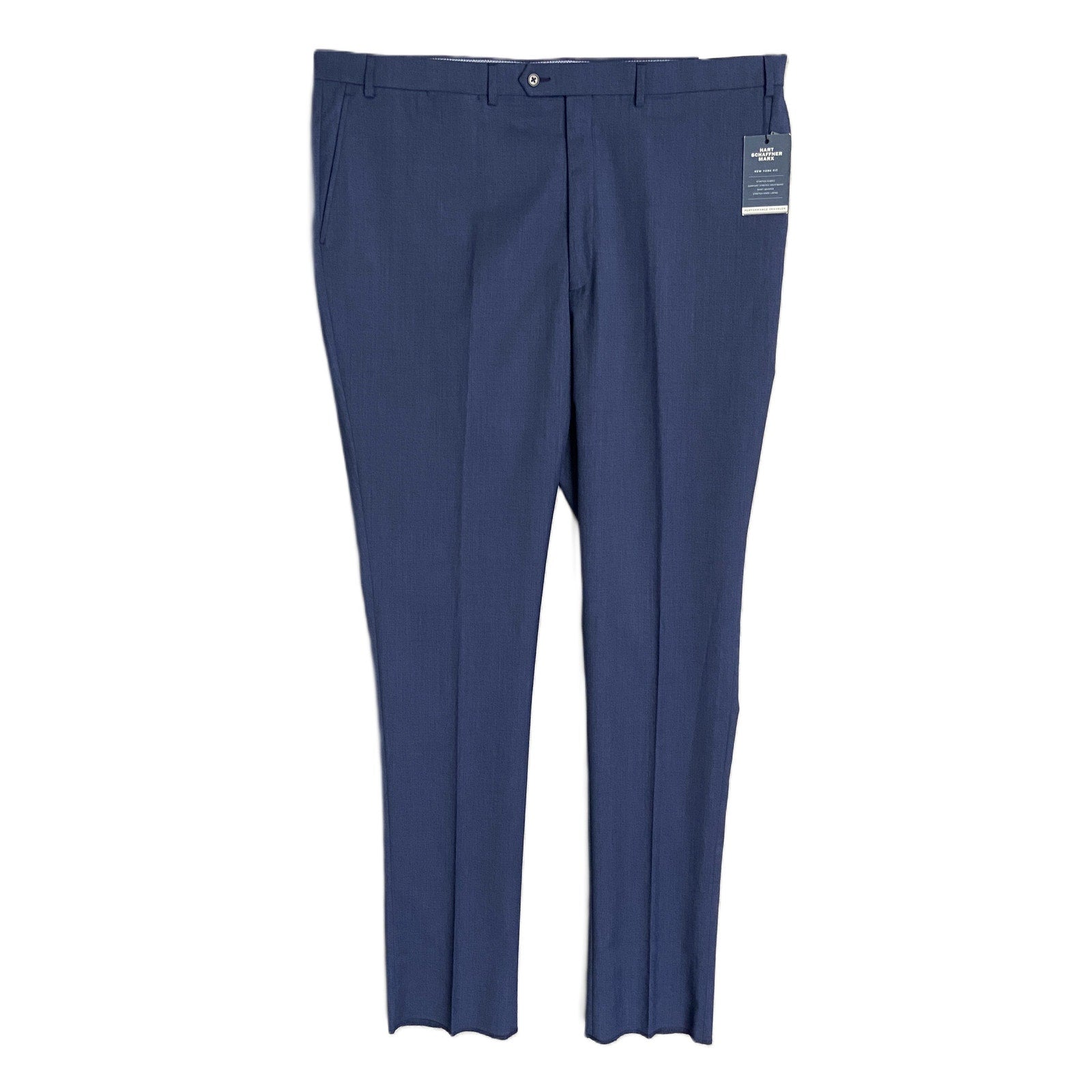 Hart Schaffner Marx Traveler Men's 44 Long Dress Pant New York Fit Wool Blue
