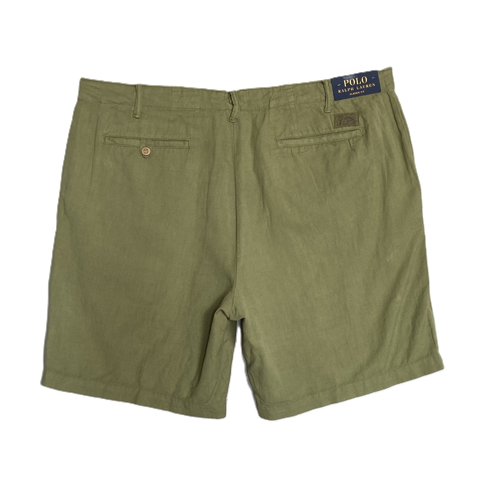 Polo Ralph Lauren Shorts Men's 38W Classic Fit Linen Blend Flat Front Green
