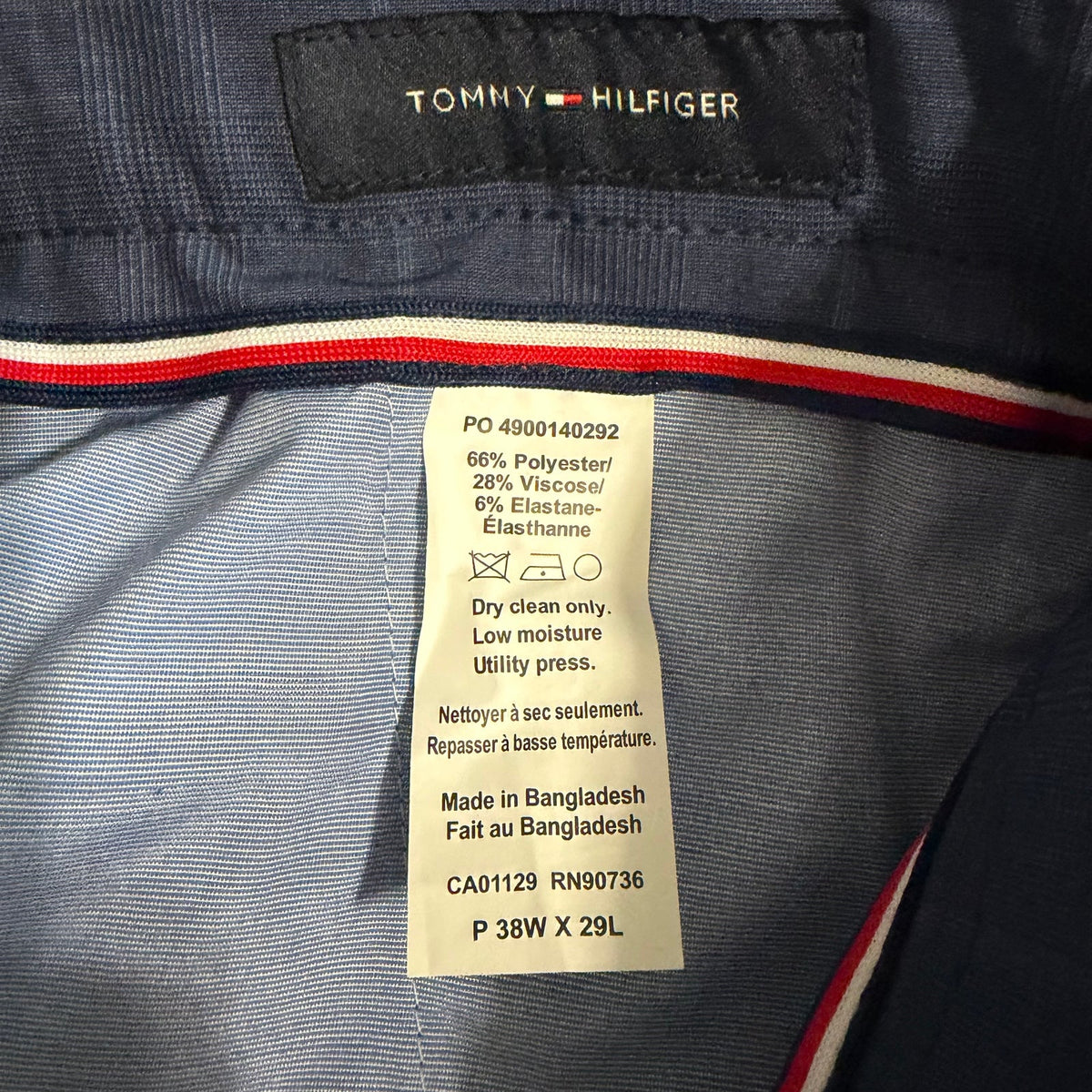 Tommy Hilfiger Dress Pants Men's 38"x29" THFlex Tate Stretch Blue Check