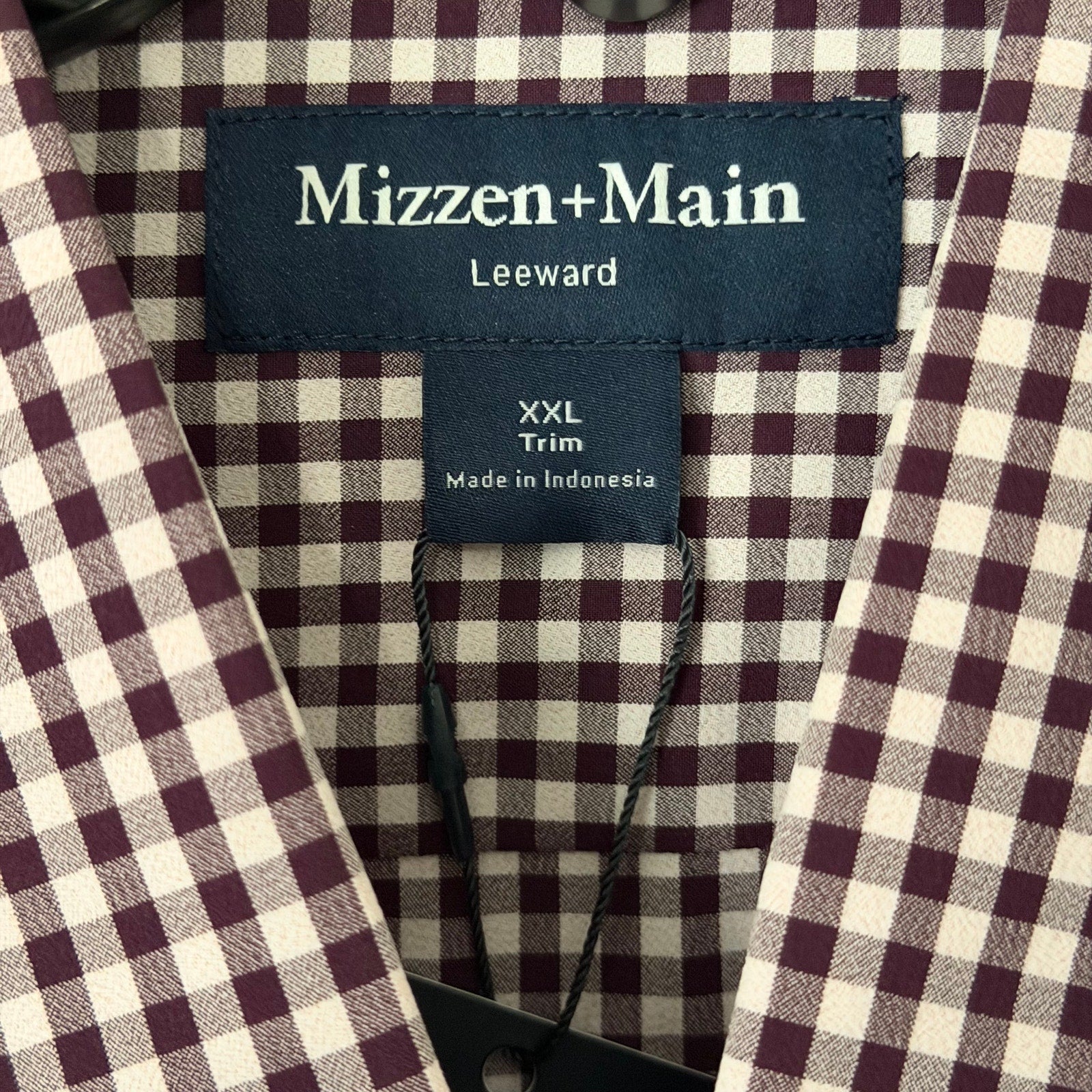 Mizzen+Main Shirt Men's XXL Leeward Trim Fit Long Slv Eggplant Crew Gingham