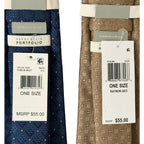 Perry Ellis Portfolio Ties Lot of 2 Men's Navy Diamond & Taupe Geometric