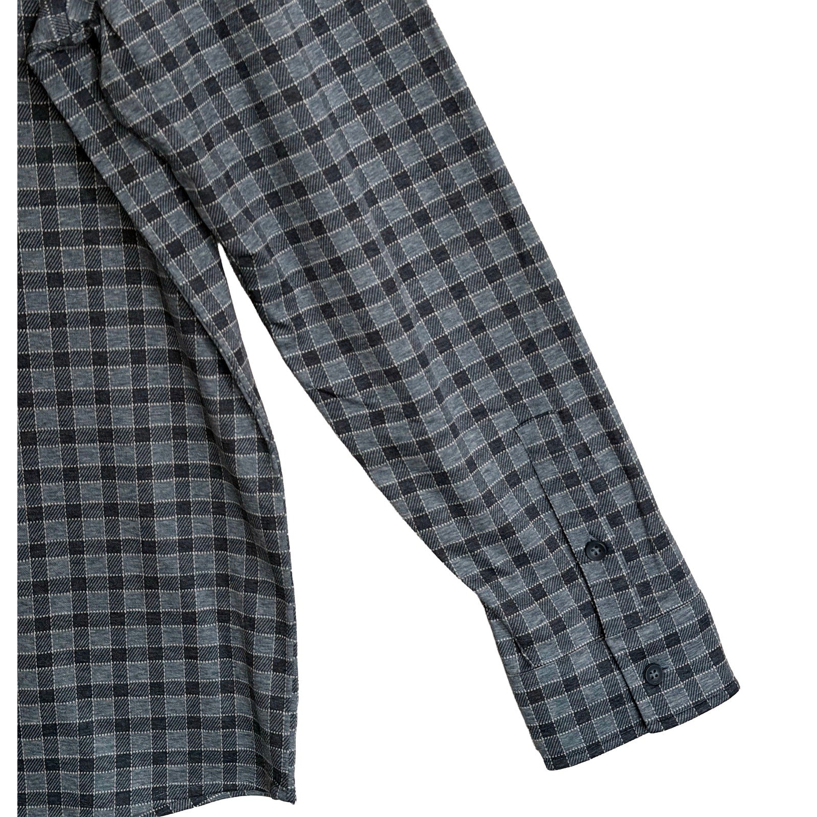 Johnston & Murphy Shirt Men's XL Long Sleeve Navy Gingham Pockets