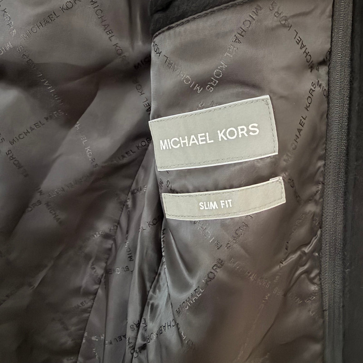Michael Kors Hanover Overcoat Men's 38 Regular Slim Fit Wool Blend Black