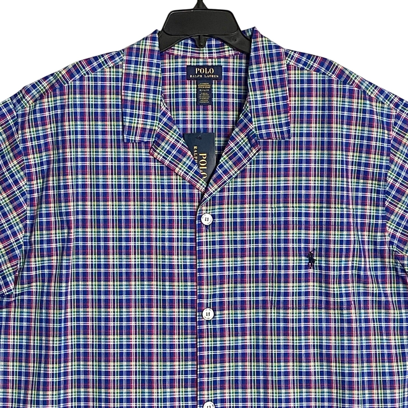 Ralph Lauren Sleepwear Shirt Men's Large Short Sleeve Pocket Cotton