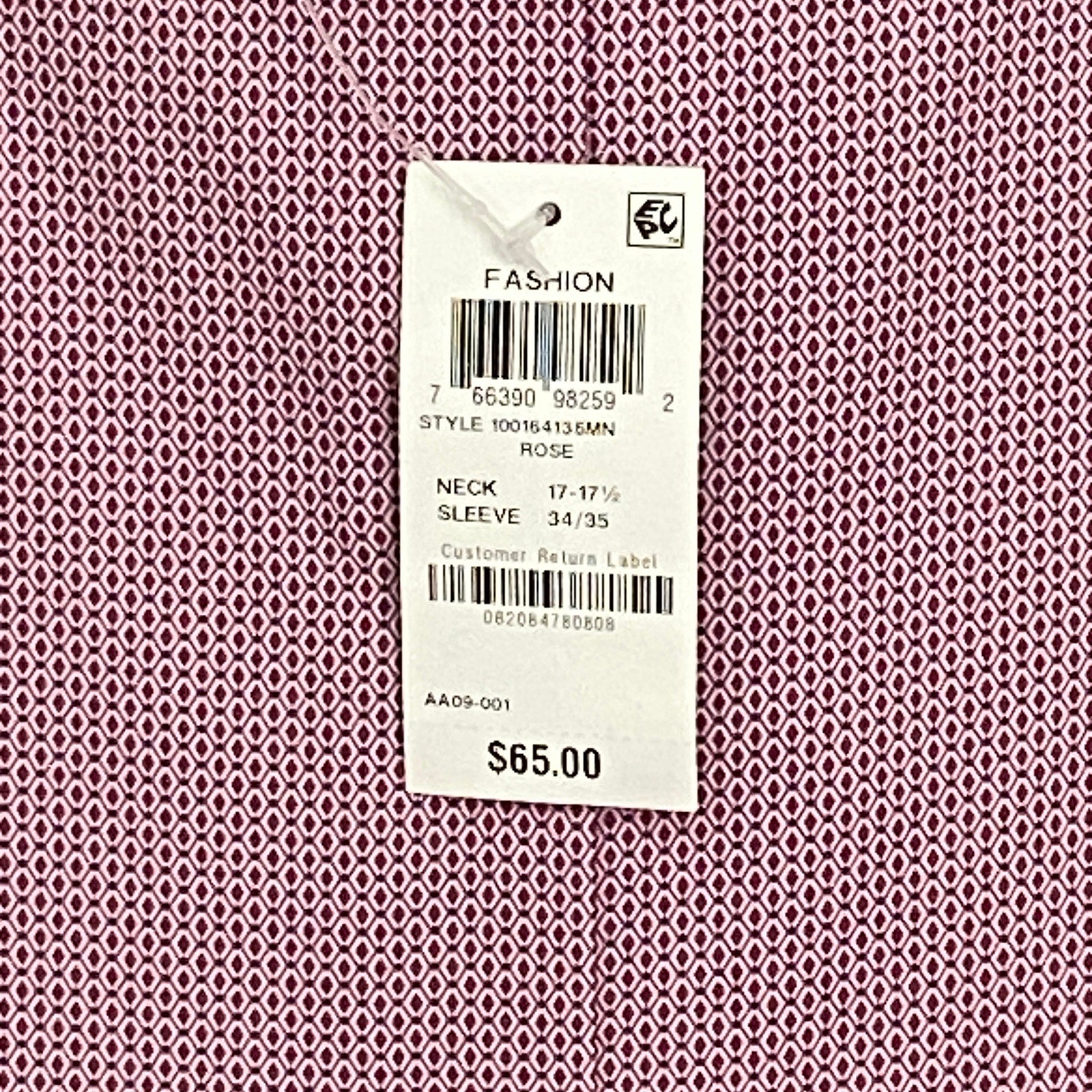 Alfani Dress Shirt Men's XL 17-17.5 34/35 Slim Fit Rose & White Geo Print