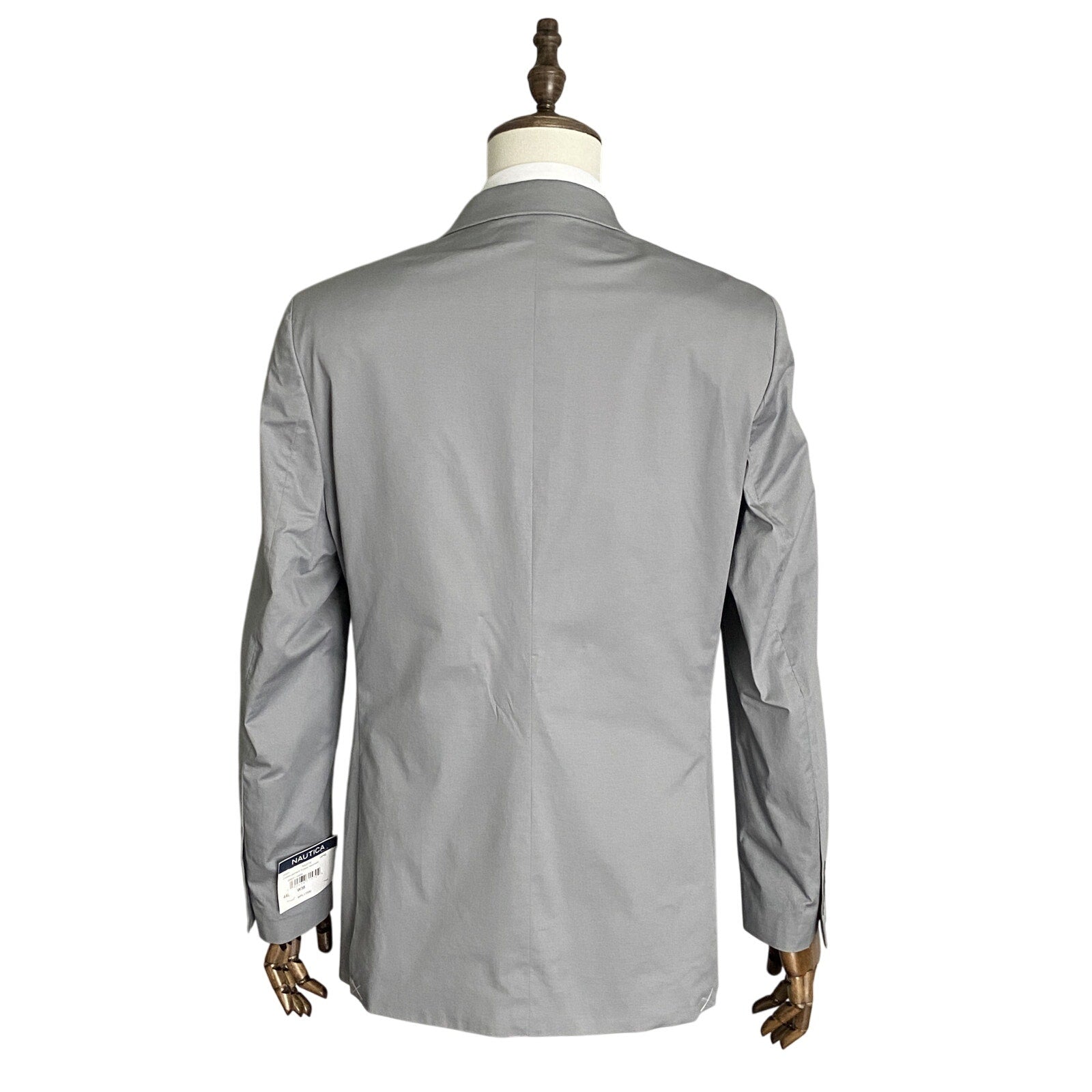 Nautica Men's Suit 2-Piece 36R 30W Bi-Stretch Cotton Gaff Solid Grey