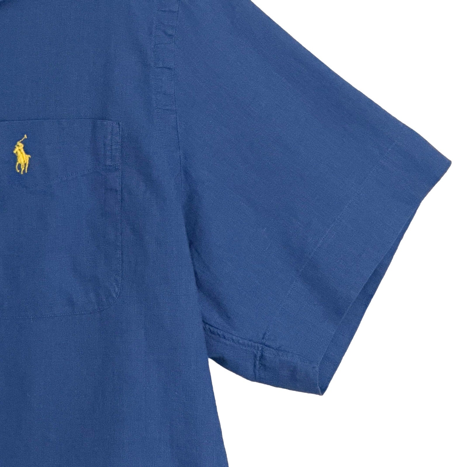 Polo Ralph Lauren Shirt Men's XL Classic Fit Camp Collar Cotton Linen Blue