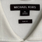 Michael Kors Dress Shirt Men's XL Slim Fit Long Sleeve Stretch White Knit
