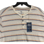 Tommy Bahama Henley Men's Medium Short Sleeve "Soleil Stripe Henley" Coconut