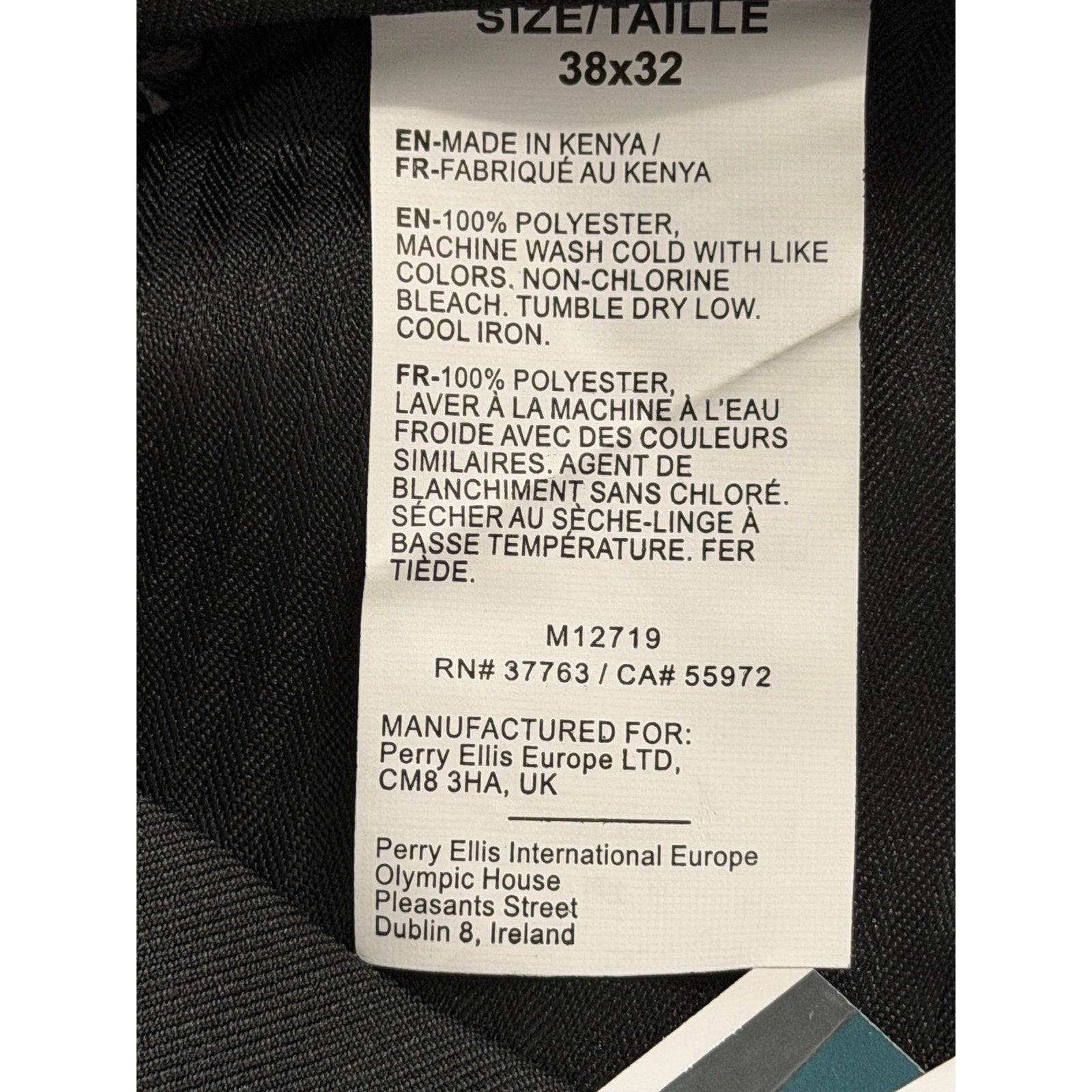 Perry Ellis Portfolio Pants Men's 38"x32" Dress Pants Modern Fit Charcoal