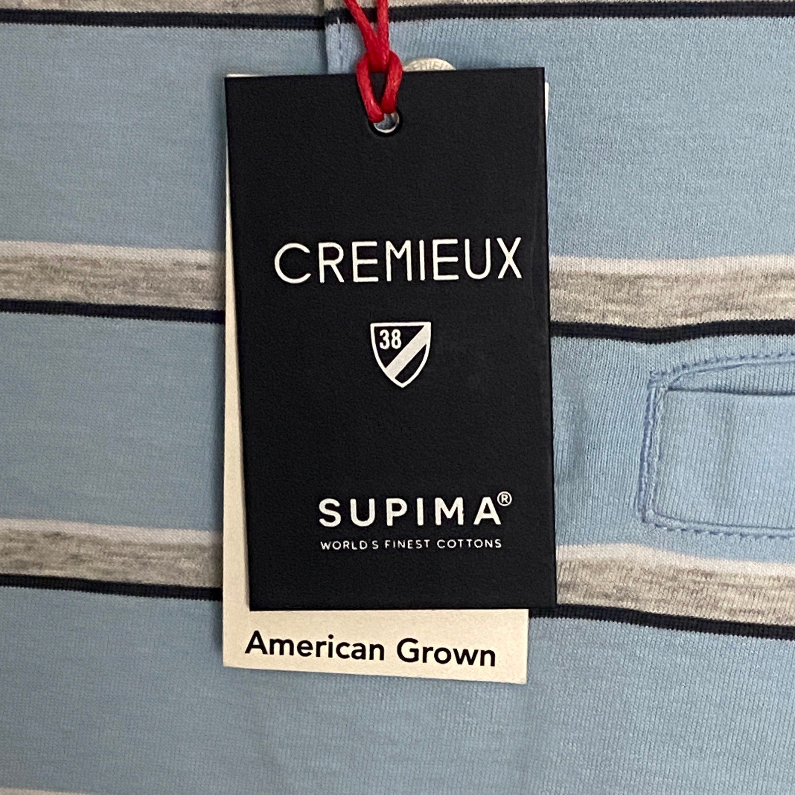 Daniel Cremieux Shirt 38 Men's Small Pima Cotton Polo Blue & Gray Stripe