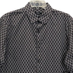 Alfani Dress Shirt Men's Medium Button-Up Cotton Long Sleeve Black Geo Print