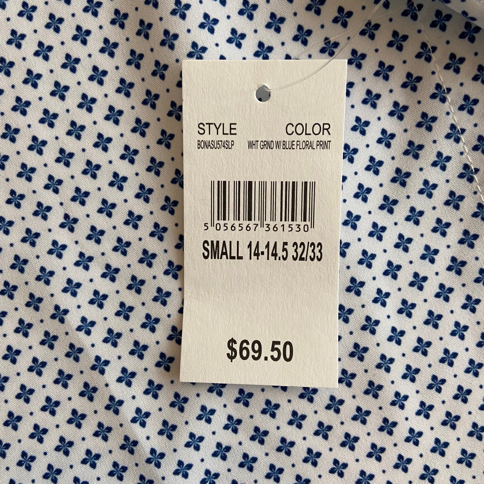 Nautica Dress Shirt Men's 14-14.5 32/33 Performance Slim Fit Blue Floral NEW