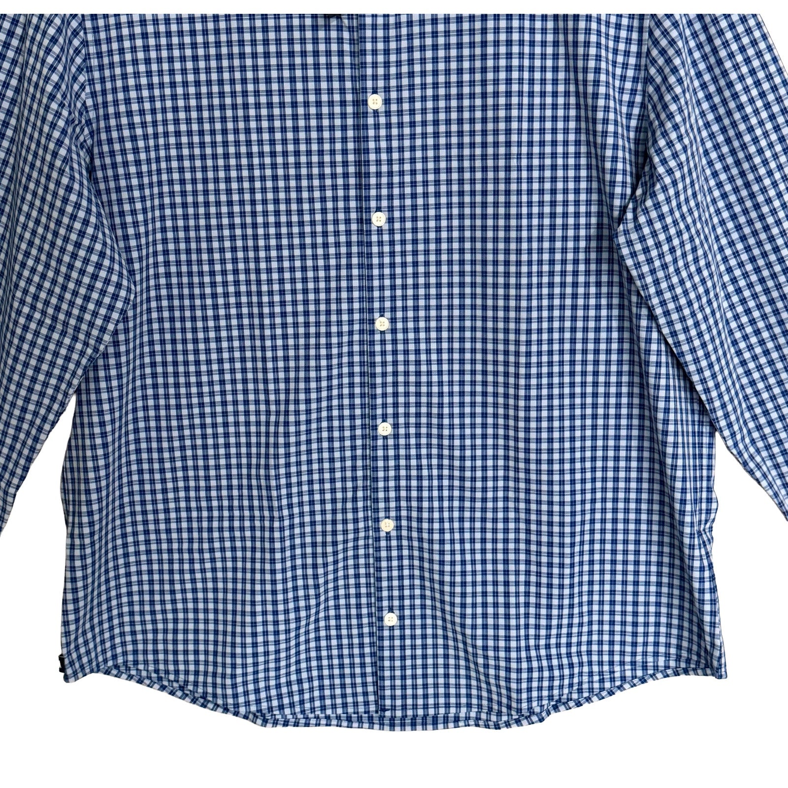 Mizzen+Main Shirt Men's XXL Leeward Trim Fit No Tuck Cobalt Ben Plaid