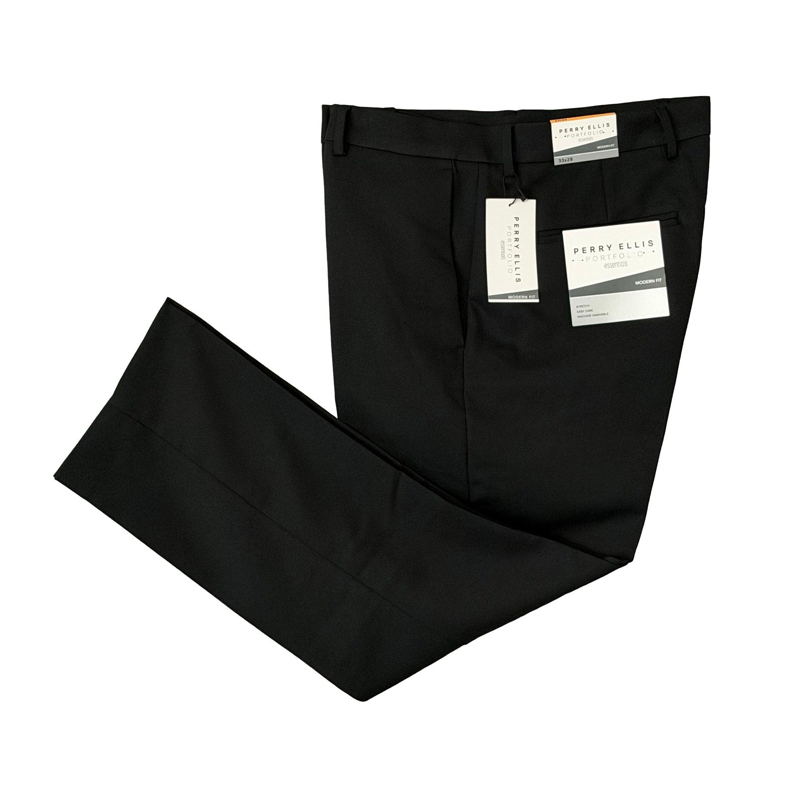 Perry Ellis Portfolio Pants Men's 33"x29" Dress Pants Modern Fit Caviar