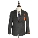 Tallia Men's Suit Jacket 36 Short Wool Blend Stretch Charcoal Brown Stripe